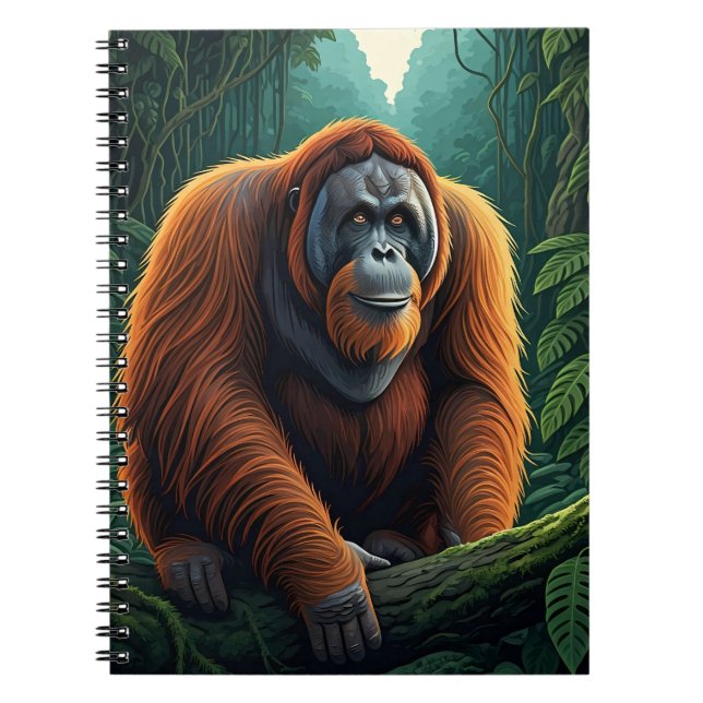 Majestätisk orangutang i djungeln anteckningsbok (Framsidan)