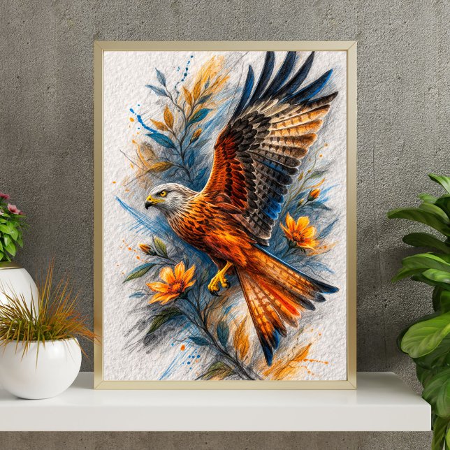 Majestätisk Örn Blommig Konstaffisch | Vibrerande  Poster (Skapare uppladdad)