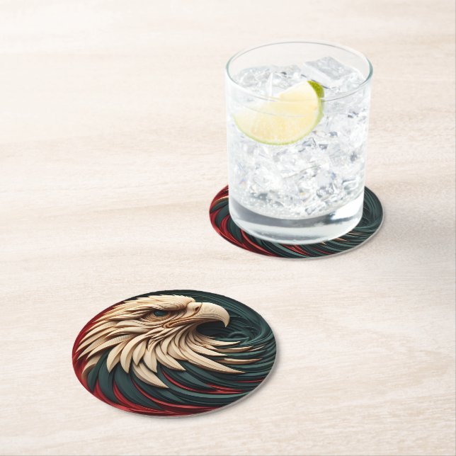 Majestätisk Örn Framträder Ur Cirkulär  Underlägg Papper Rund (Insitu)