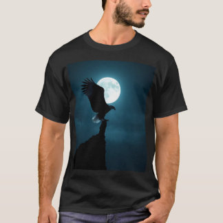 Majestätisk Örn i Månbelyst Skog Konstnärlig Grafi T Shirt