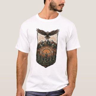 Majestätisk Örn Över Berg vid Soluppgång T Shirt