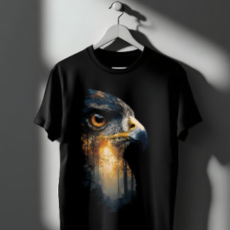 Majestätisk Örn Skog Dubbelexponering Naturkonst T Shirt