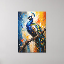 Majestätisk Påfågel Impasto Canvastryck 