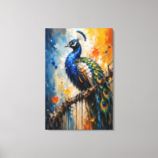 Majestätisk Påfågel Impasto Canvastryck