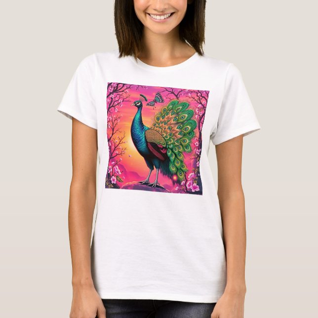 Majestätisk påfågeldesign t shirt (Framsida)