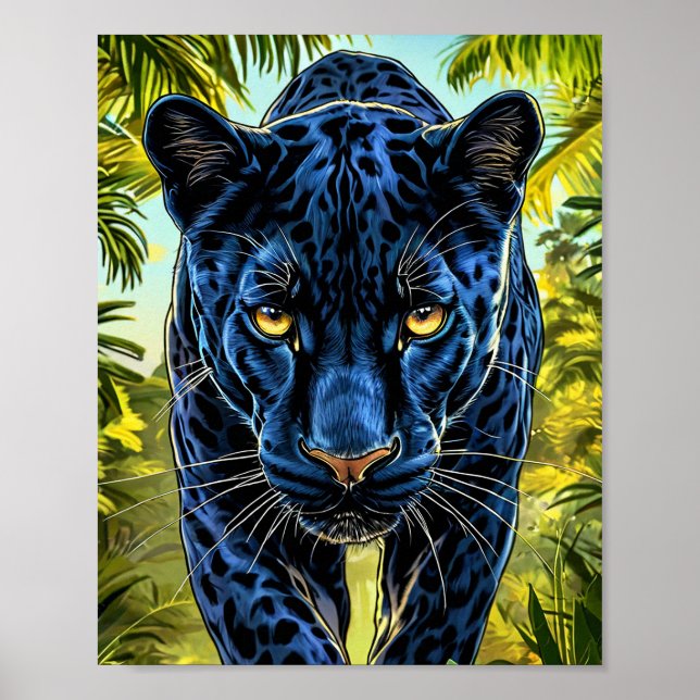 Majestätisk Panter Djungel Kraftfull Vilda Djur Vä Poster (Framsidan)