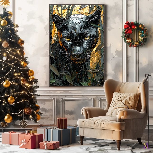 Majestätisk panter i dynamisk impasto-konst canvastryck (Skapare uppladdad)