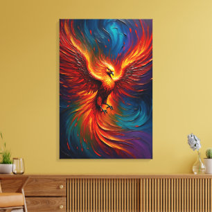 Majestätisk Phoenix Eldfågel Abstrakt Fantasy Canvastryck