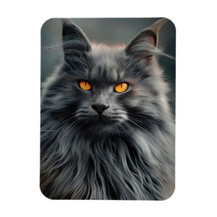Majestätisk porträttdesign av långhårig katt magnet