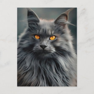 Majestätisk porträttdesign av långhårig katt vykort