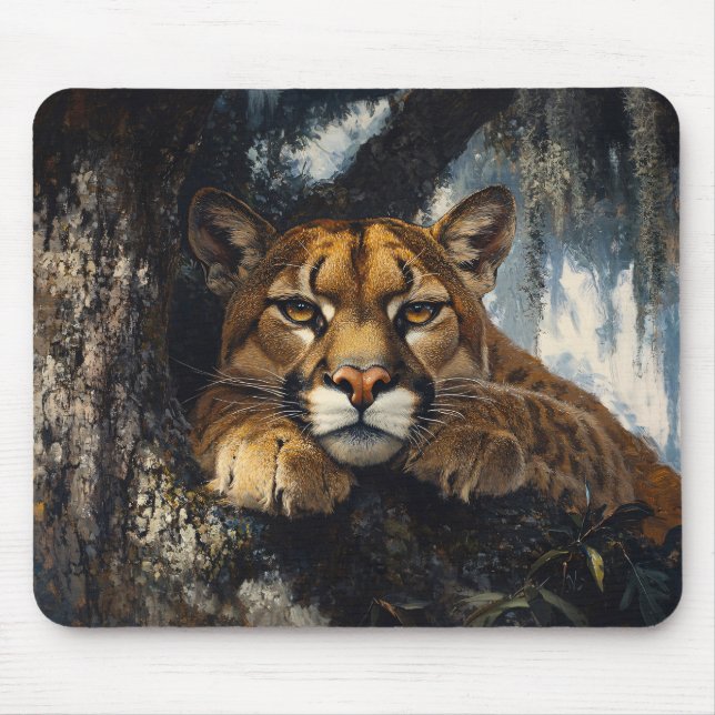 Majestätisk Puma i Skog Musmatta (Framsidan)