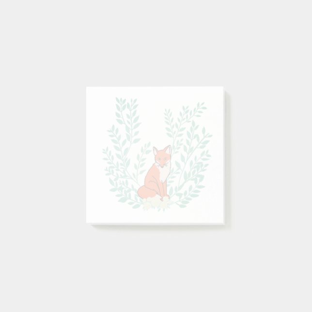 Majestätisk räv i härlig botanisk kran post-it block (Framsida)