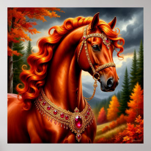 Majestätisk röd häst poster