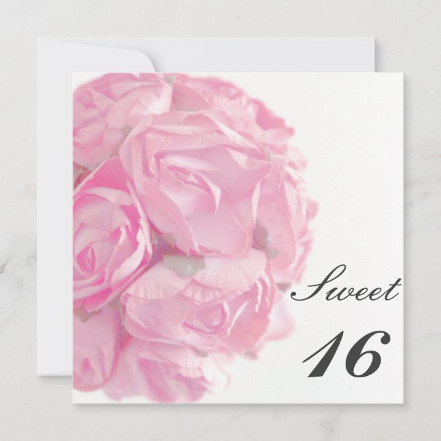 Majestätisk rosa rossweet sixteenfödelsedagsfest inbjudningar (Framsida)