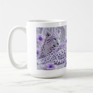 Majestätisk Royal Lila Juvelbesatt Leopard Konst Kaffemugg