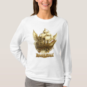 Majestätisk rymdskepps fantasykonst långärmad t-sh t shirt