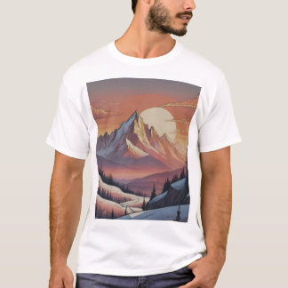 Majestätisk snöig bergslandskaps konst t shirt