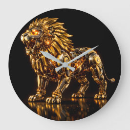 Majestätisk Steampunk Guld Lejon Väggur