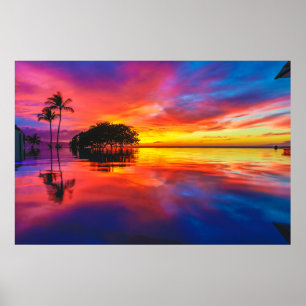 Majestätisk strand för solnedgång Wailea, Maui, Poster