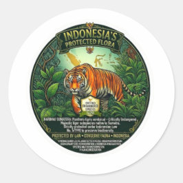 Majestätisk sumatransk tigerkonst - Ikoniskt indon Runt Klistermärke