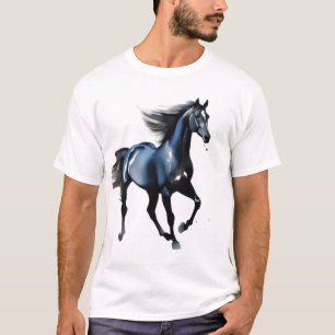 Majestätisk svart hingst galopperande herrgrafisk t shirt