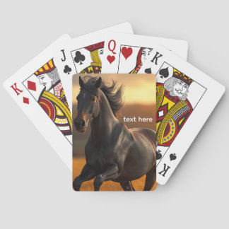 Majestätisk svart hingst Häst Höst Solnedgång Land Casinokort