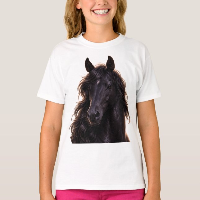 Majestätisk svart hingst t shirt (Framsida)