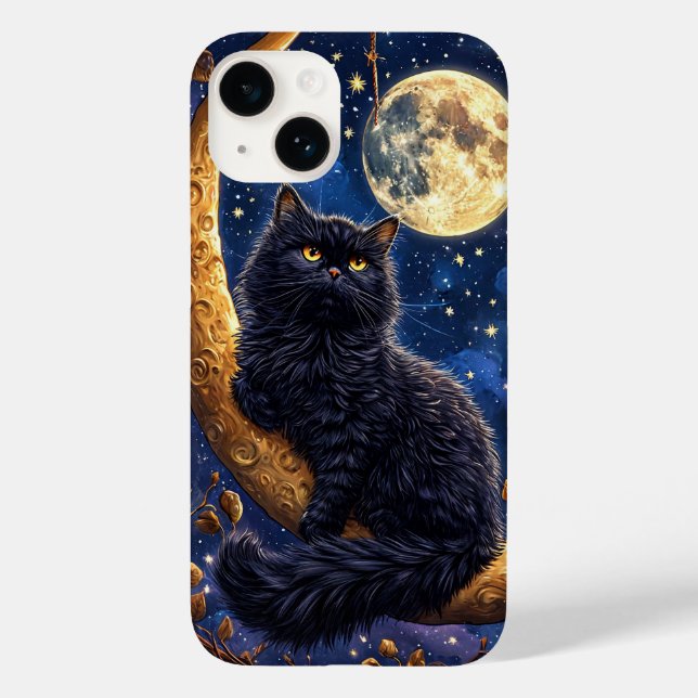 Majestätisk svart katt som vilar (Baksida)
