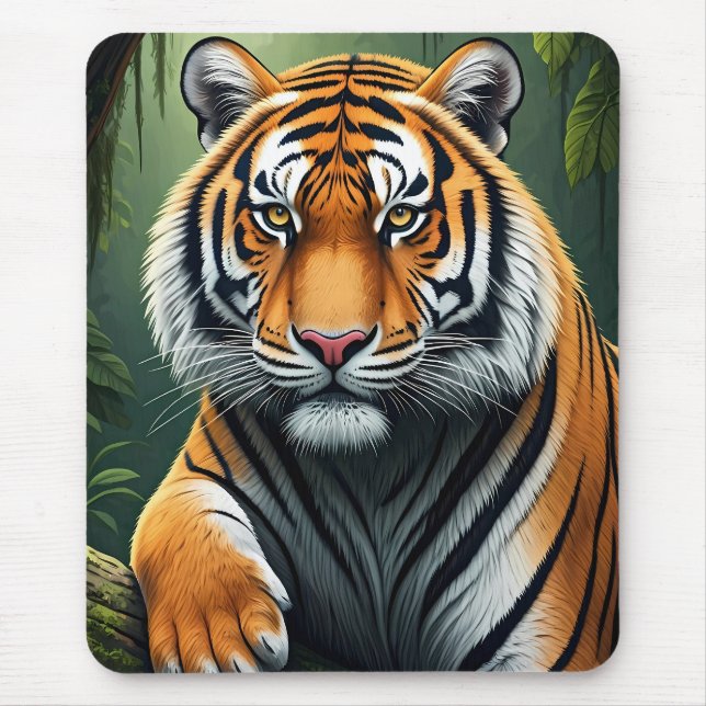 Majestätisk tiger i djungel musmatta (Framsidan)