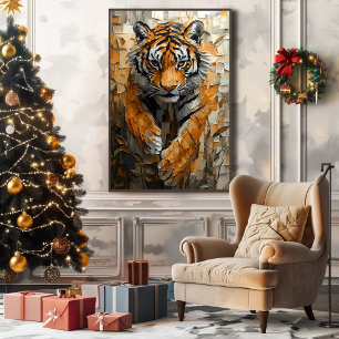 Majestätisk Tiger i Dynamisk Impasto Rörelse Canvastryck