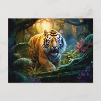 Majestätisk Tiger Kinesisk Zodiak Konsthantverk Vykort