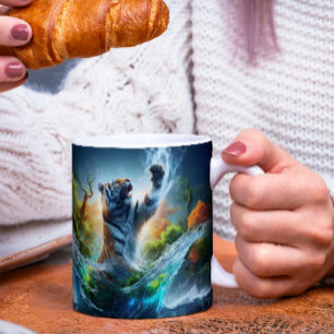 Majestätisk Tiger Splash Fantasy Vilda Djur Natur Magisk Mugg