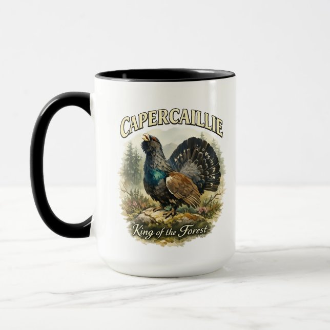 Majestätisk tjäder akvarellillustration mugg (Vänster)