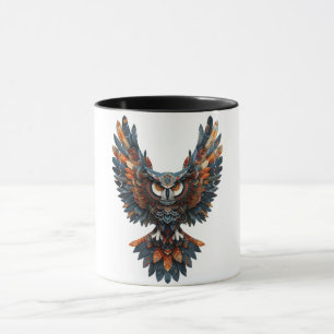 Majestätisk tribal uggla konst kaffemug mugg