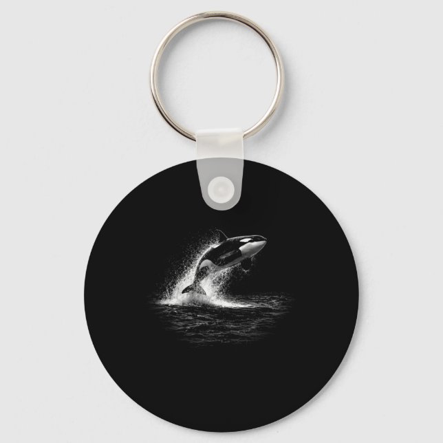 Majestätisk Val Orca Hopp Havsscen Nyckelring (Framsida)