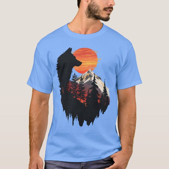 Majestätisk varg bergsdiskant grafisk t-shirt (Framsida)