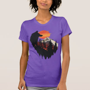 Majestätisk varg bergsdiskant grafisk t-shirt