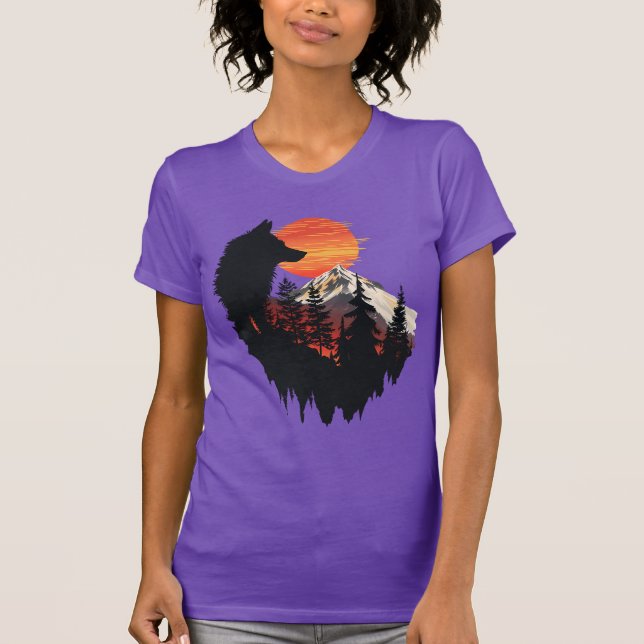 Majestätisk varg bergsdiskant grafisk t-shirt (Framsida)