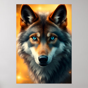 Majestätisk varg med slående blå ögon poster
