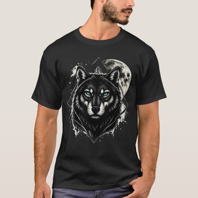 Majestätisk varg under fullmånen t shirt (Framsida)