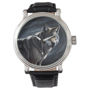 Majestätisk varg under stjärnhimmel armbandsur