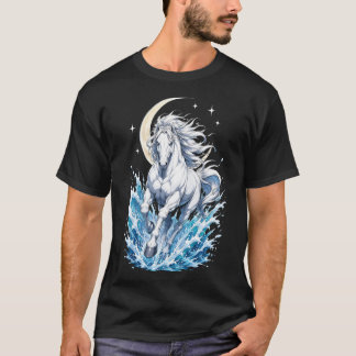 Majestätisk vit häst galopperande vattenstänk t shirt