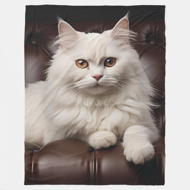 Majestätisk vit katt fleecefilt (Framsidan)
