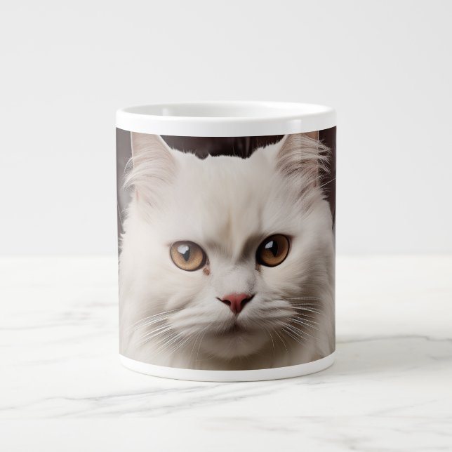 Majestätisk vit katt jumbo mugg (Framsidan)