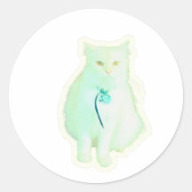 Majestätisk vit kattdekal, elegant fluffig kattung
