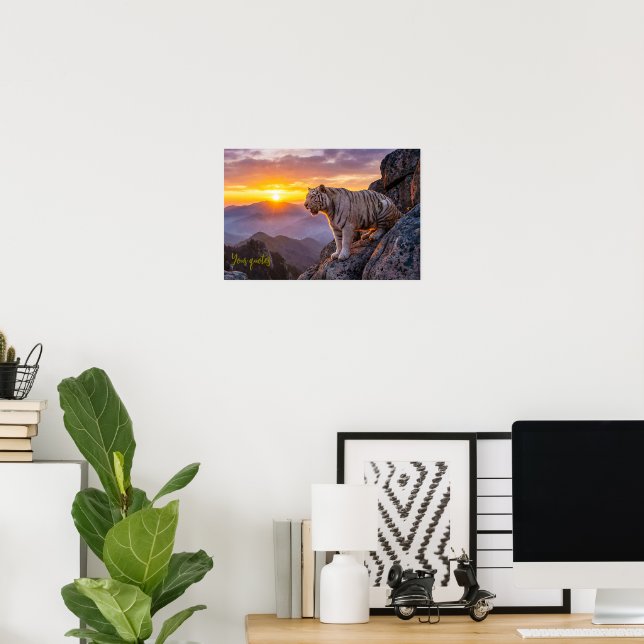 Majestätisk vit tiger solnedgång  poster (Hemmakontoret)