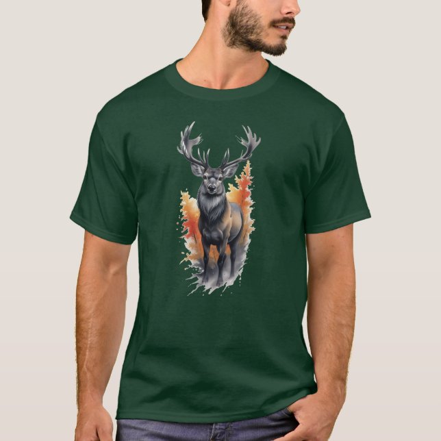 Majestätisk Vitstjärtad Hjort T-Shirt (Framsida)