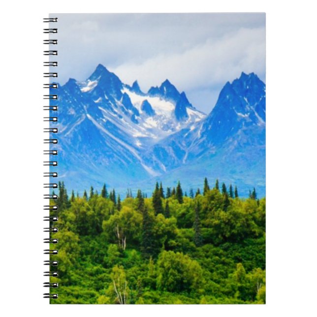 Majestätiska Alaska berg Anteckningsbok Med Spiral (Framsidan)