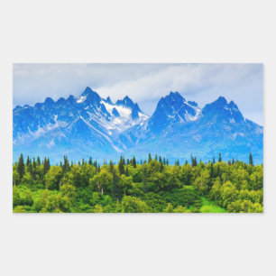 Majestätiska Alaska berg Rektangulärt Klistermärke