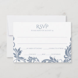 Majestätiska blad RSVP vykort | Damblå